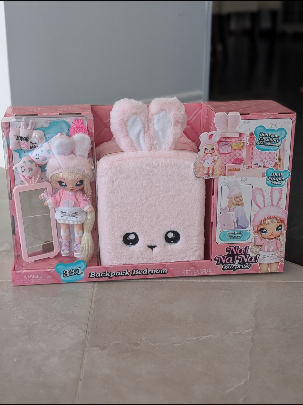 Na! Na! Na! Surprise Pink Bunny Plush Backpack Doll Playset NWT